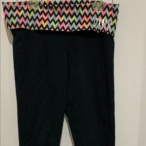 Pink sports tights in multi- colored design, Small